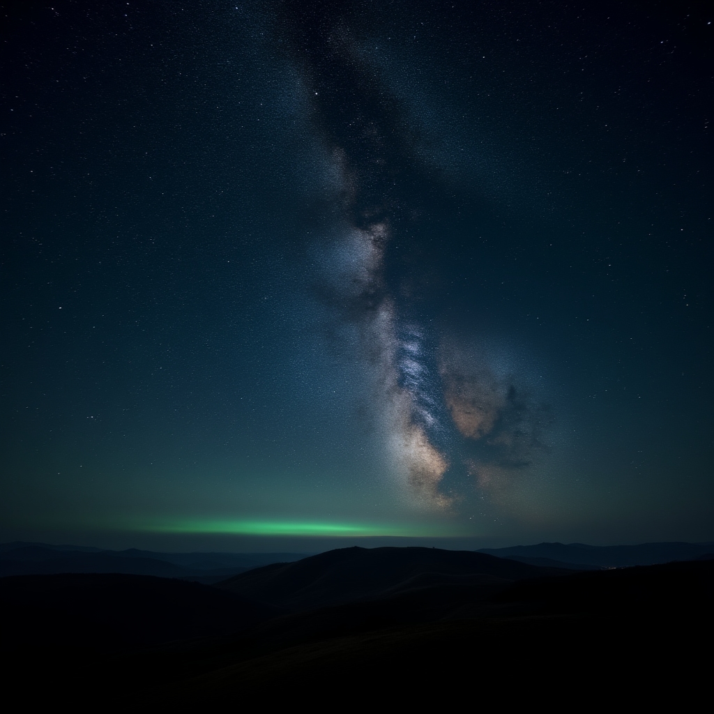 Cielo stellato notturno sopra i colli laziali