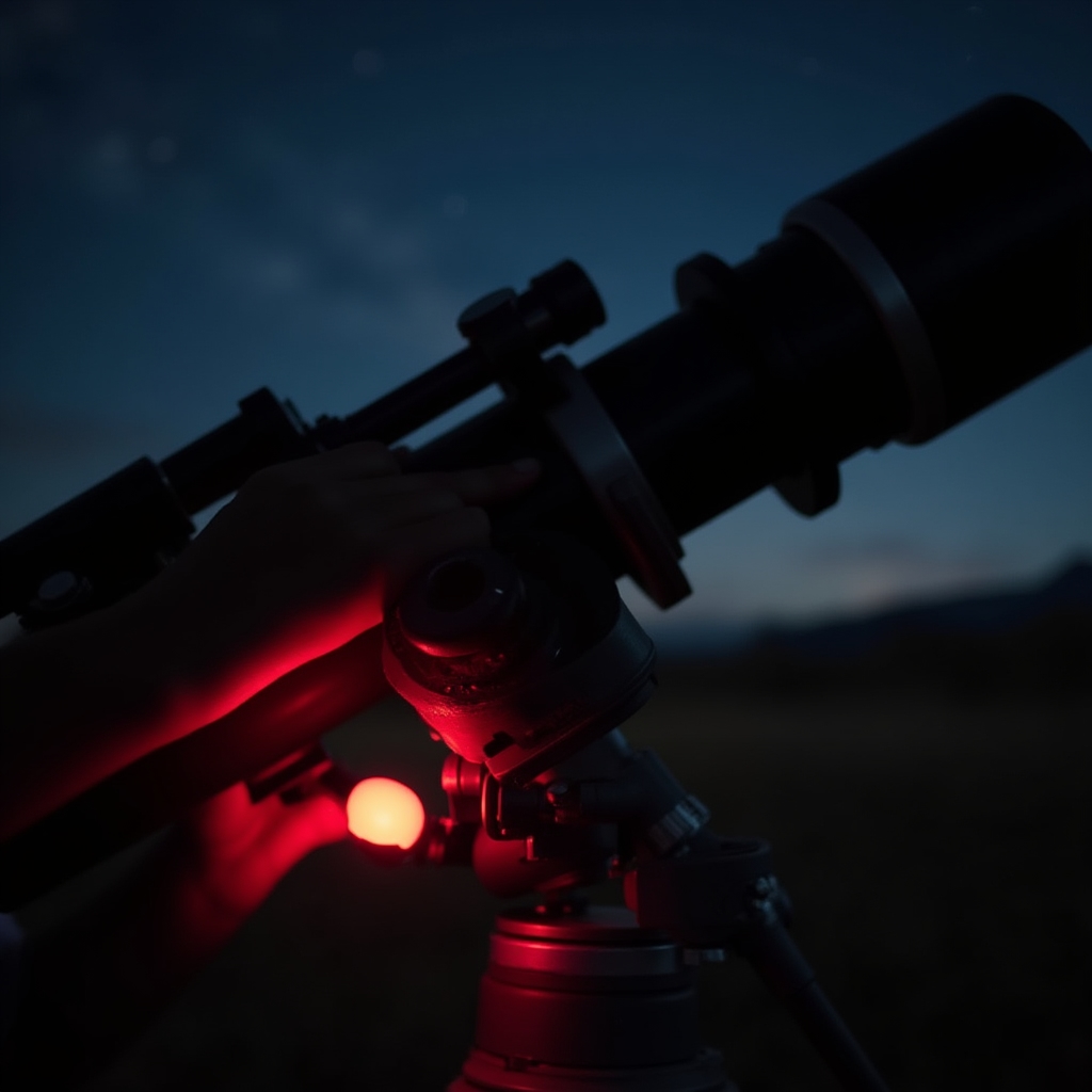 Partecipante che usa un telescopio durante un'uscita notturna